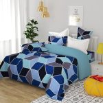 Double Printed Bedsheet | 2 Pillow Covers |  Blue,Grey,Aqua