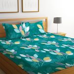 3D Printed 144 Tc Microfiber Double Bedsheet – Multicolour Leaf Printed